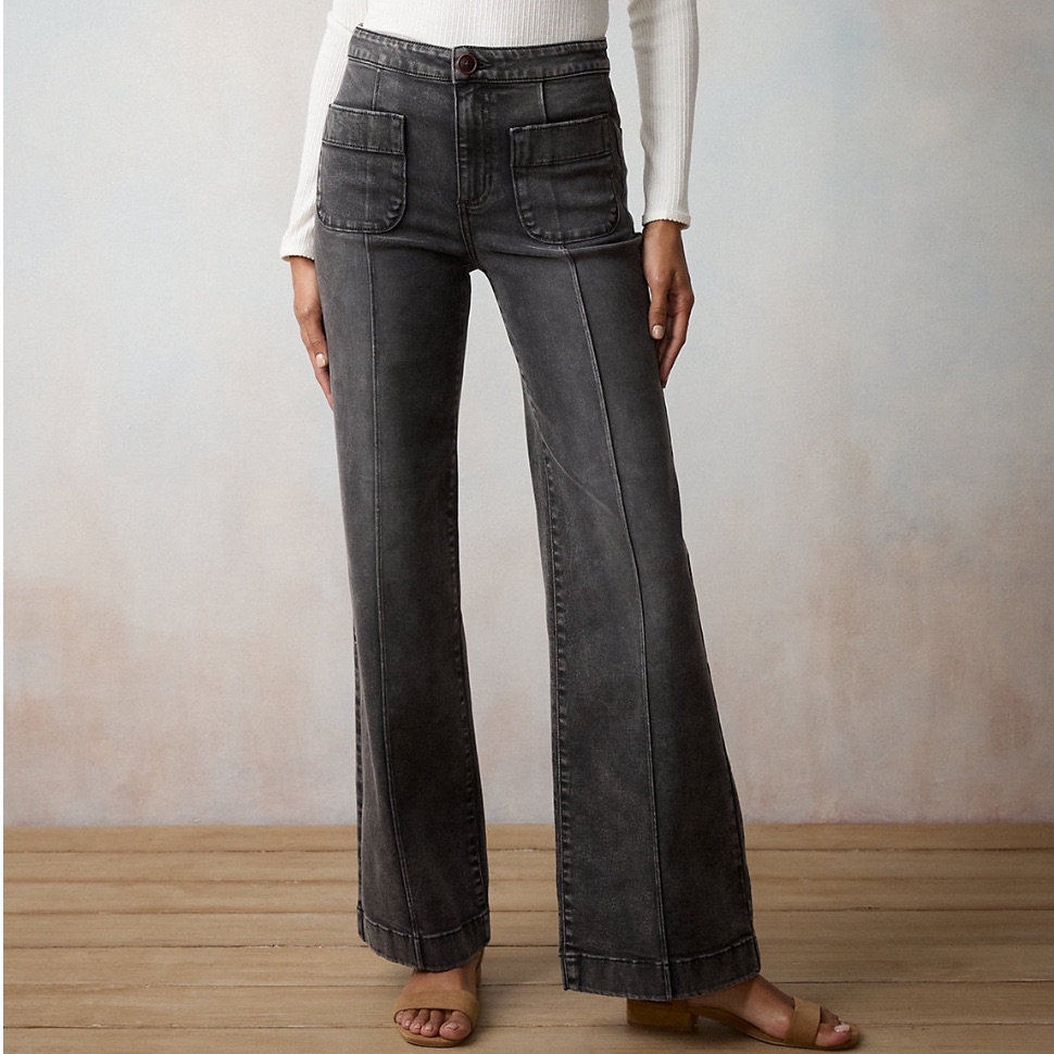 Lc Lauren Conrad Jean Denim Wide Leg Trouser Super High Rise Size 14 Stretch